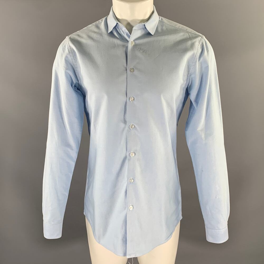 CUSTOM MADE Size M Light Blue Oxford Cotton Button Up Long Sleeve Shirt